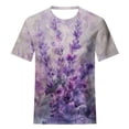 thumbnail image 5 of DondPO Women's T-Shirts Women's Awareness Shirt Purple Ribbon Floral Short Sleeve T Shirts Caring tops Shirts for Women Womens tops Brown L, 5 of 5