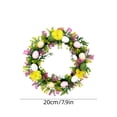 thumbnail image 3 of QuanTara Easter Wreath with Floral Egg Ornaments & Candle Holders, 7.87" Spring Tabletop Decoration for Indoor Outdoor Party, Plastic Multicolor Wreath Decor, 3 of 7