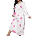 thumbnail image 2 of Long Nightgowns for Women Long Sleeve Sleepshirts Loungewear Casual Sleepwear Loose Sleep Dress with Pockets Pink XXXL, 2 of 3
