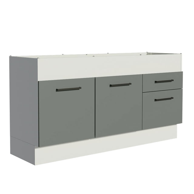 Mueble de Cocina Madesa Agata 150 cm 2 Puertas y 2 Cajones Sin Encimera y Lavabo Blanco/Gris