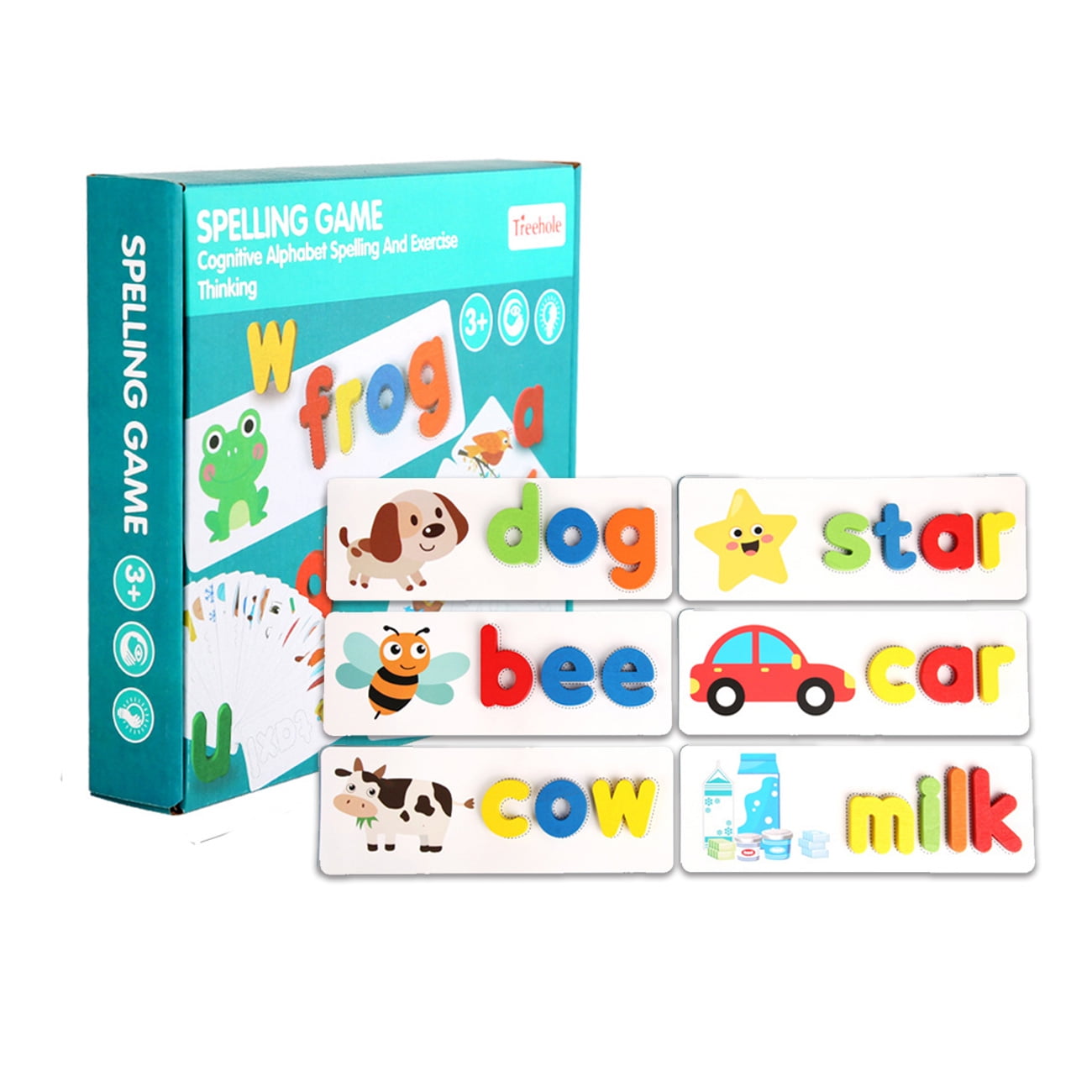 Wooden Alphabet Letter Learning Cards Set Word Spelling Practice Game Toys` 