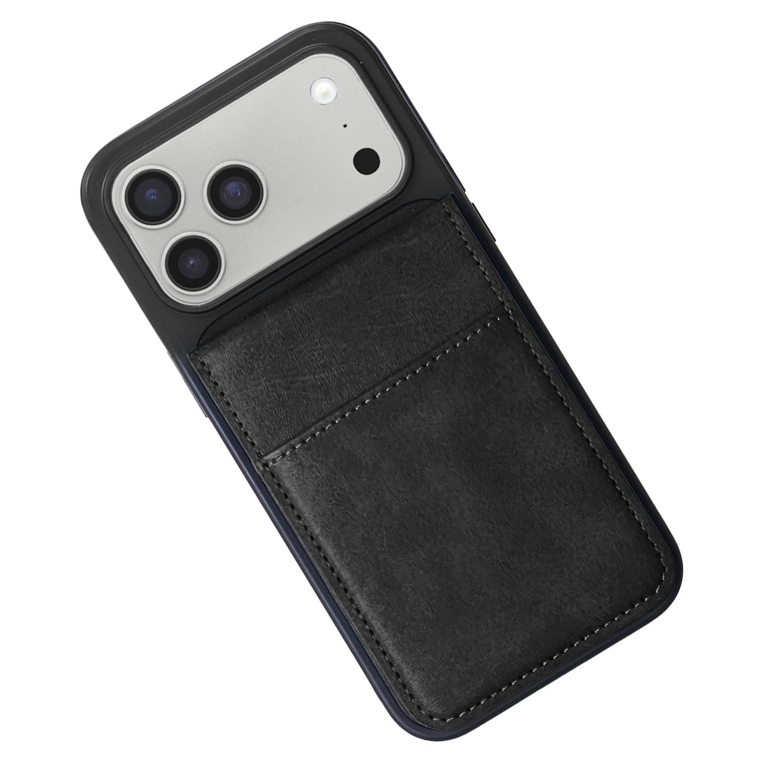 Leather Wallet Case with Kickstand for iPhone 17 Pro Max - Black