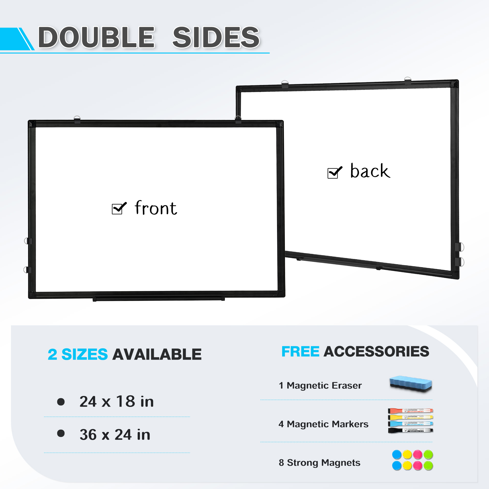 Dollar Boss 24x18 Inch Double-Sided Magnetic Whiteboard photo 5