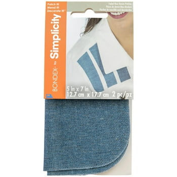 Bondex Faded Blue Denim 5"x7" Fabric Iron-On Patches, 2 Pieces