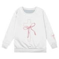 thumbnail image 4 of IWRICH Girls Sweatshirt Kids Cute Pink Bow Sweatshirts Teens Cross Graphic Long Sleeve Shirt Pullover Top White 160, 4 of 4