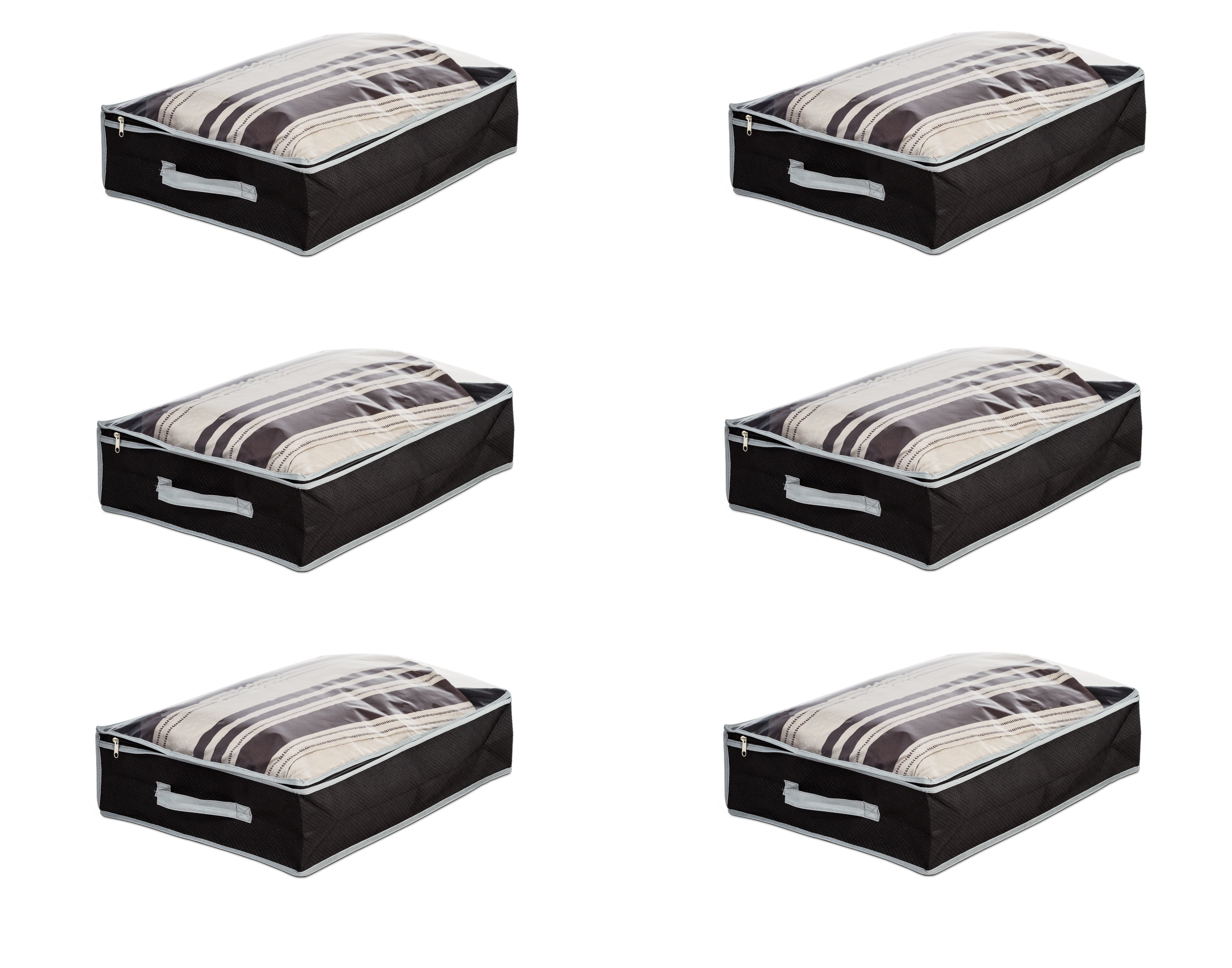 6 Pack Under Bed Storage Bag Container With Handle Foldable Home