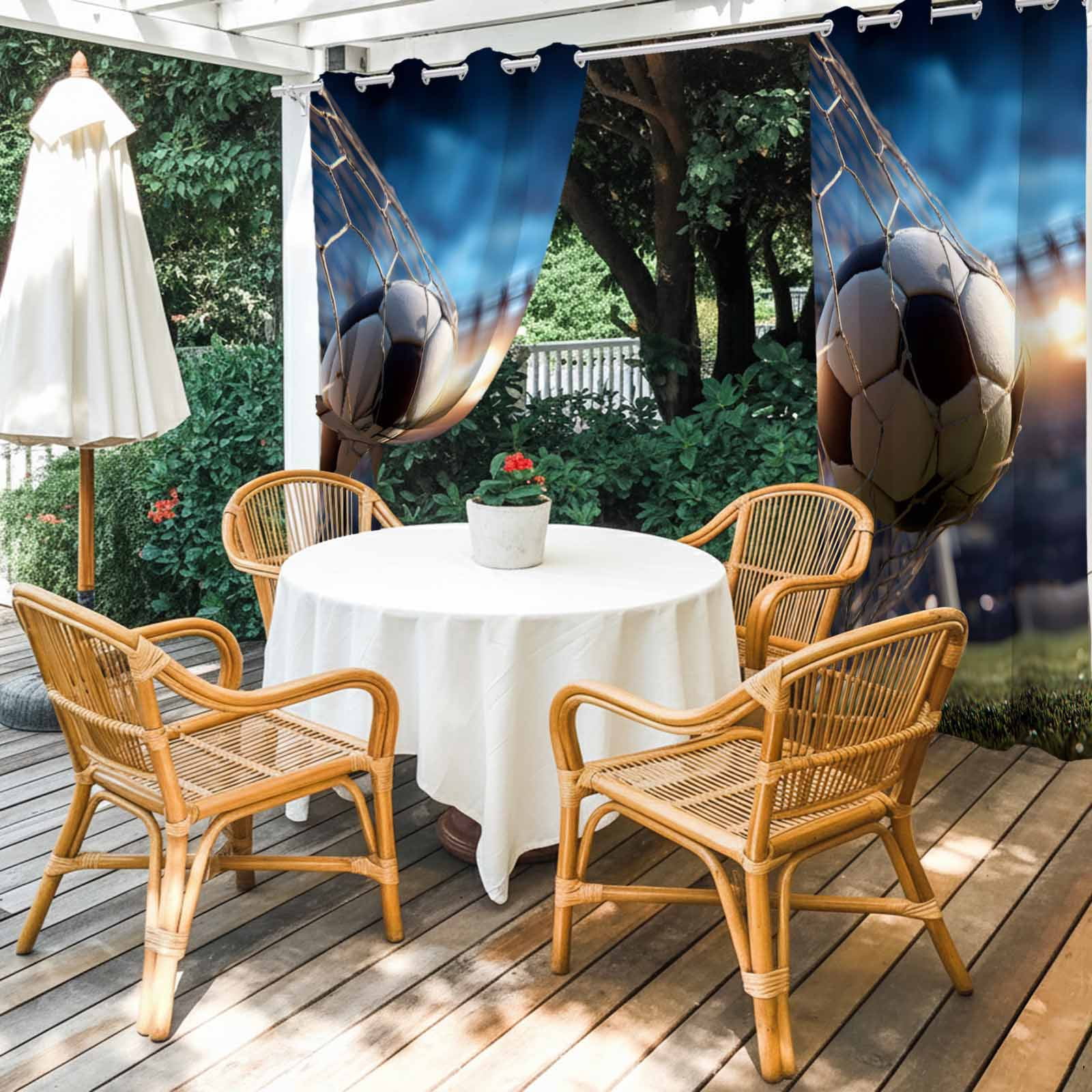 Football Match Outdoor Curtains for Patio, Evening Match Dramatic Soccer Sport Green Grass Sunshade Privacy Drapes Grommet Waterproof Outside Curtains for Porch/Cabana/Balcony 54"x 108", 1 Panel