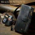 thumbnail image 4 of JTCASES for iPhone 15 Wallet Case with Zipper Purse Card Holders Flip Stand Wrist Strap Magnetic Closure PU Leather Anti-scracth Support Wireless Charging Drop Resistant BUsiness Shell, Black, 4 of 10