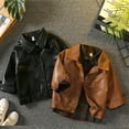 thumbnail image 6 of WOLLED Boys Lapel Leather jacket 1-12Y Kids Toddler Casual Coats Baby Button Jacket, 6 of 10
