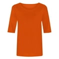 thumbnail image 5 of CQONEPT Plus Size 3/4 Sleeve Shirts for Womens Crewneck Pullover Casual Going Out Trendy Tunic Tops Orange 4XL, 5 of 5