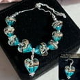 thumbnail image 6 of ARTSY Crafts Heart of Ocean Glow in The Dark Firefly Beads Bracelets for Women, Murano Glass Beads Jewelry - Teal, 6 of 7