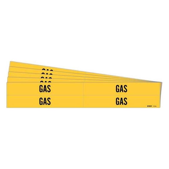 Brady Pipe Marker, Adhesive, Black, Gas, PK5, 7119-4-PK 7119-4-PK