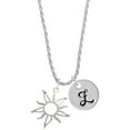 thumbnail image 1 of Delight Jewelry Silvertone Open Design Sun Silvertone Script Initial Disc - Z - Charm Necklace, 20"+3", 1 of 4