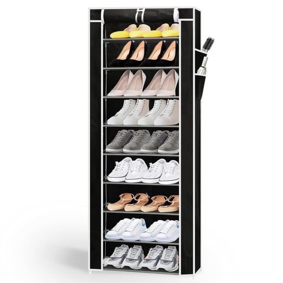 ZIVACATE 10 Tier Metal Shoes Rack, Stackable Shoes Shelf for 22–30 Pairs of Shoes and Boots, Organizer for Entryway, Black