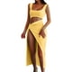 thumbnail image 1 of Vestido con tirantes y aberturas para mujer 2025 Summer - Cuello cuadrado, sin mangas, poliéster, fiesta/casual, XS-L, 1 of 5
