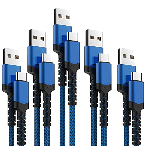 USB-C to USB-A Fast Charging Aluminum Housing Compatible with Samsung Galaxy S10 S9 Note 9 8 S8 Plus,LG V30 V20 G6 USB C Cable,AIOXQNL& 5Pack Blue 3/3/6/6/10FT 