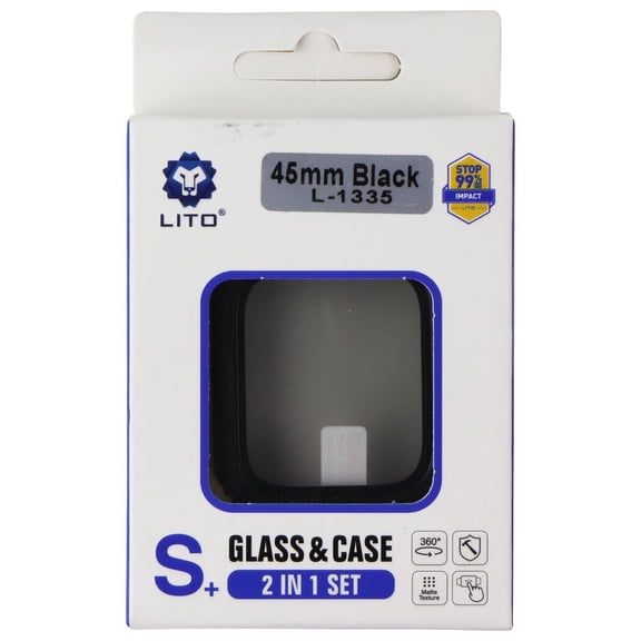 Lito S Glass & Case (2 in 1 Set) for Apple Watch Series 7 (45mm) - Black