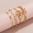 thumbnail image 4 of 4pcs Bracelets Simple Multi Layer Metal Chain Buckle Bracelet Bohemian Fashion Layered Bracelet, 4 of 7