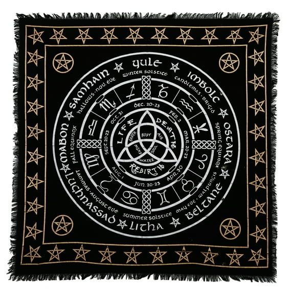 Indian Consigners Pagan Wheel Cotton Alter Altar Cloth 18 Inches Witchcraft Witchery Spiritual Tarot Spread Wall Hanging Tapestry Beautiful Table Cloth Solid
