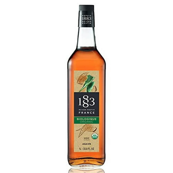 1883 Organic Agave Syrup .. - Flavored Syrup for .. Hot & Iced Beverages .. - Gluten-Free, Vegan, Non-GMO, .. Kosher, Preservative-Free, Made in .. France | Glass Bottle .. 1 Liter (33.8 Fl .. Oz)