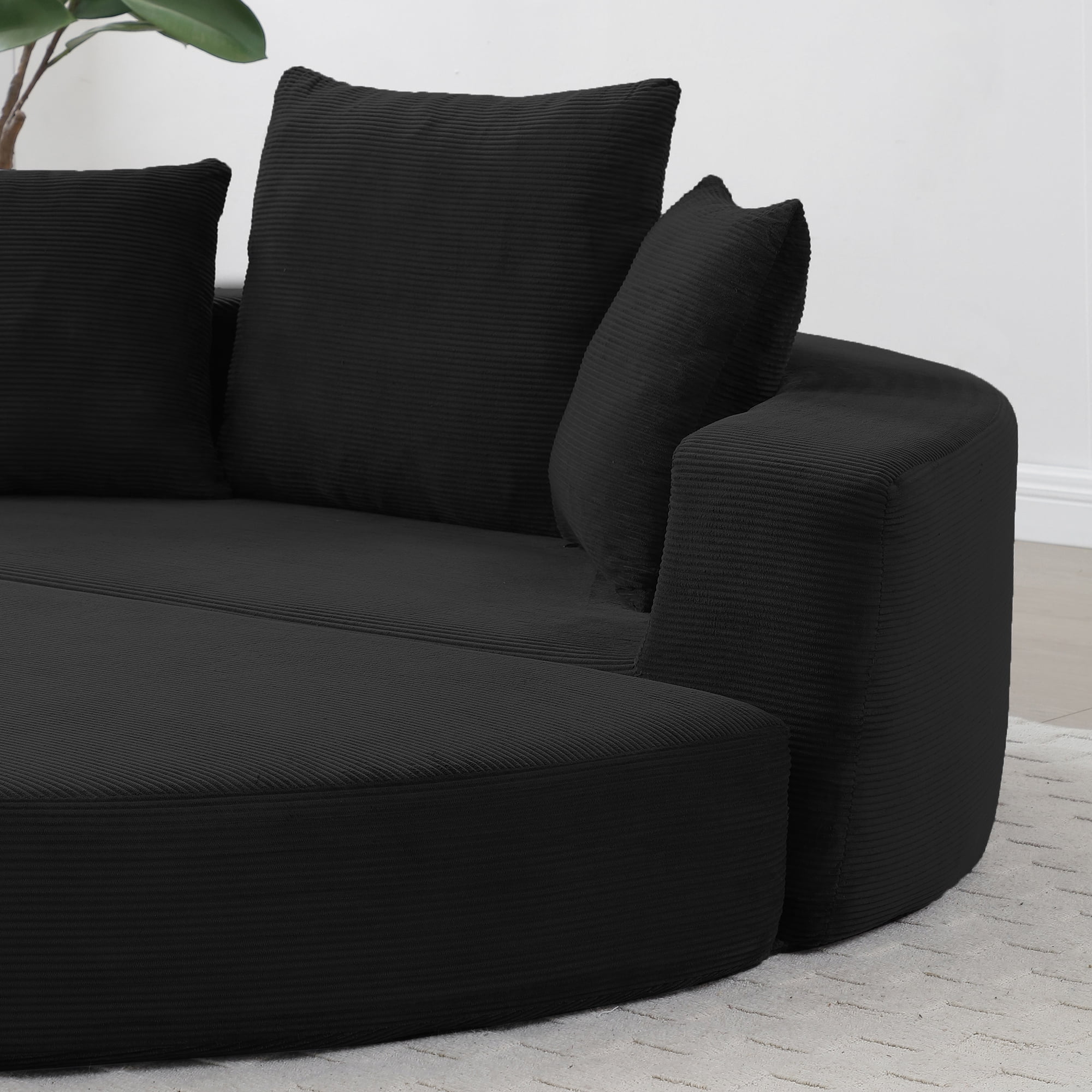 Leumius 2 in 1 Convertible Sofa Bed,Oversized Corduroy Upholstered Boneless Couch,Loveseat Sleeper with Pull Out Bed for Living Room Bedroom Lounge,No Assembly Required,Black