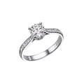 thumbnail image 2 of 6.00MM D-F VS Moissanite Engagement Ring With Diamonds (0.68 ct Moissanite Weight, 0.87 ctw dew) Channel Set Cathedral 14K Gold, 2 of 3