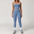 thumbnail image 1 of AEXTO Two Piece Color Block Womens Workout Sets Cross Back Tank Top Matching High Waist Leggings Sets Gym Outfits Activewear, 1 of 5