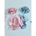 thumbnail image 3 of BemeyourBBs Infant Baby Girl Swimsuit Infant Bathing Suit One-Piece Swimsuits with Sun Hat Set Long Sleeve Rash Guard Swimwear Floral Zipper Summer Beach Wear, 3 of 9
