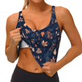 thumbnail image 3 of Uemuo Autumn Leaves With Blue Pattern Women's Sports Bra - High Impact Support, Breathable, and Comfortable Athletic Bra for Running, Yoga, and Workouts, 3 of 9