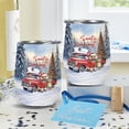 thumbnail image 4 of Santa is Coming Poodle Merry Christmas Xmas Noel Truck Tree 12oz Stainless Steel Wine Tumbler Insulated Cup with Lid Poodles Dog Lover Gifts Idea - 02023, 4 of 5