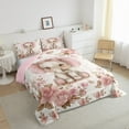thumbnail image 3 of Feelyou Ribbon Elephant Queen Comforter Set, Vintage Pink Floral Bedding Sets, Kawaii Cartoon Bedding Comforter Set, Super Cozy Room Decor, 3pcs, 3 of 8