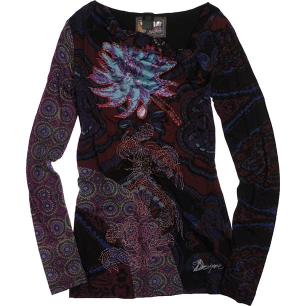 Camiseta gráfica para mujer Desigual Loves Knitwear multicolor mediana