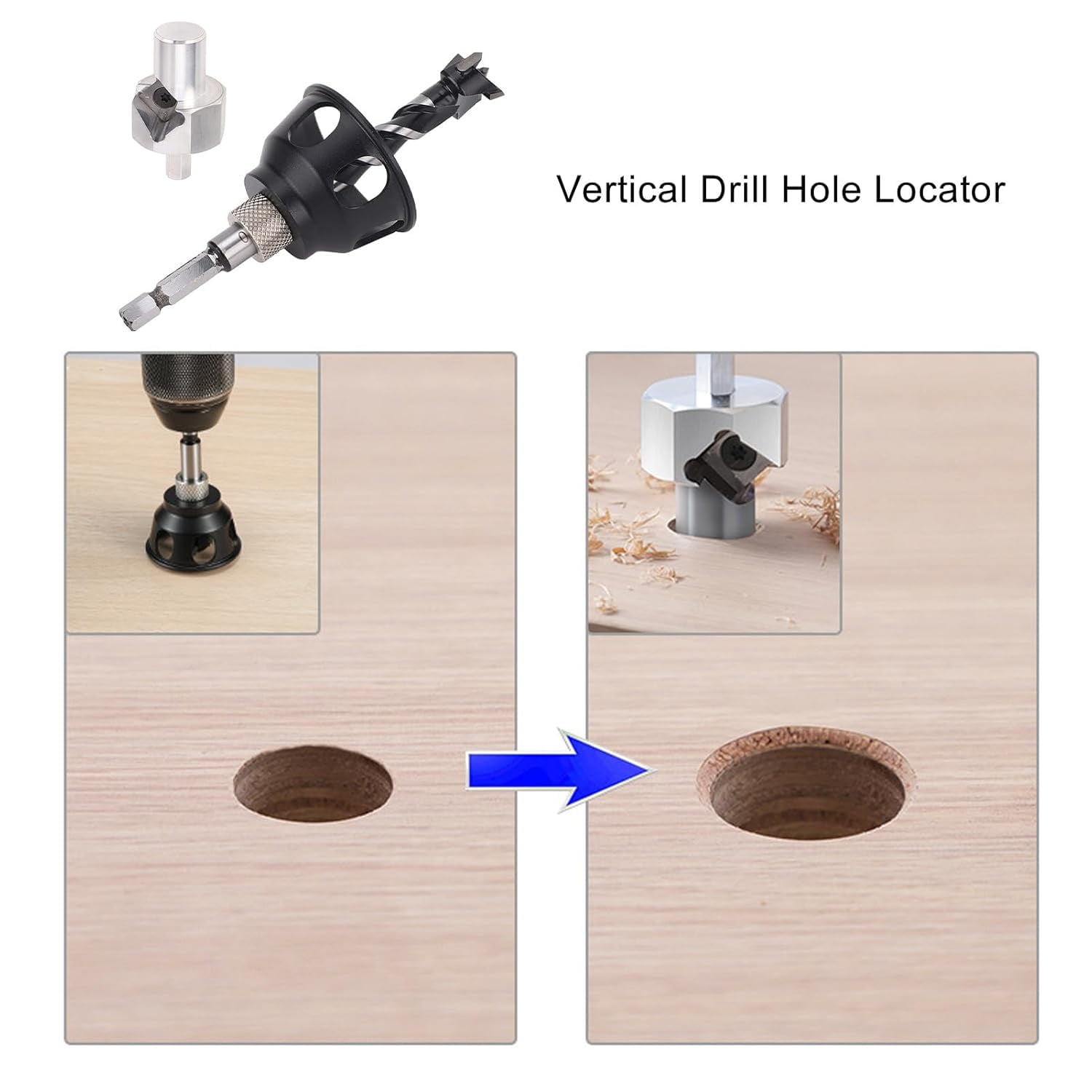 ABPETE 19mm Drill Bit Dog Hole Tool Set, Vertical Drill Locator Straight Hole Drilling Fixture for Bench