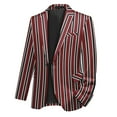 thumbnail image 6 of Cloudstyle Men's Striped Notched Lapel Single-Breasted Blazer, 1-Button Formal Jacket with Back Vent & Functional Pockets, 6 of 10