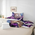 thumbnail image 4 of Leopard Cheetah Bed In A Bag 7-Piece Purple Flower Twin Size Comforter Set,Chic Floral Bedding Comforter Sets African Animal Bedding Set Wildlife Sheets Set Animal Theme Room Decor, 4 of 4