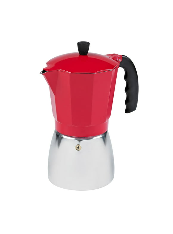IMUSA New 3 Cup Traditional Espresso Stovetop Coffeemaker, Red