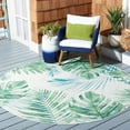 thumbnail image 3 of SAFAVIEH Barbados Distressed Palm Leaves Outdoor Area Rug, Green/Teal, 5'3" x 5'3" Round, 3 of 8