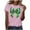Pink-C, variant on Zwiiyzr Womens St Patricks Day Clover Print Pullover Short Sleeve Casual T-Shirt Shamrock Green Theme Soft Comfortable Festival Party Wear Top Red