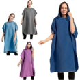 thumbnail image 2 of Double Sided Fleece Hooded Quick Dry Absorbent Cloak for Men Women Adults - Dark Blue, 2 of 5