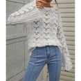 thumbnail image 3 of Suéter de punto calado, suéter de crochet para mujer, suéter de manga larga para mujer, suéter de cuello redondo elaborado por expertos, 3 of 6