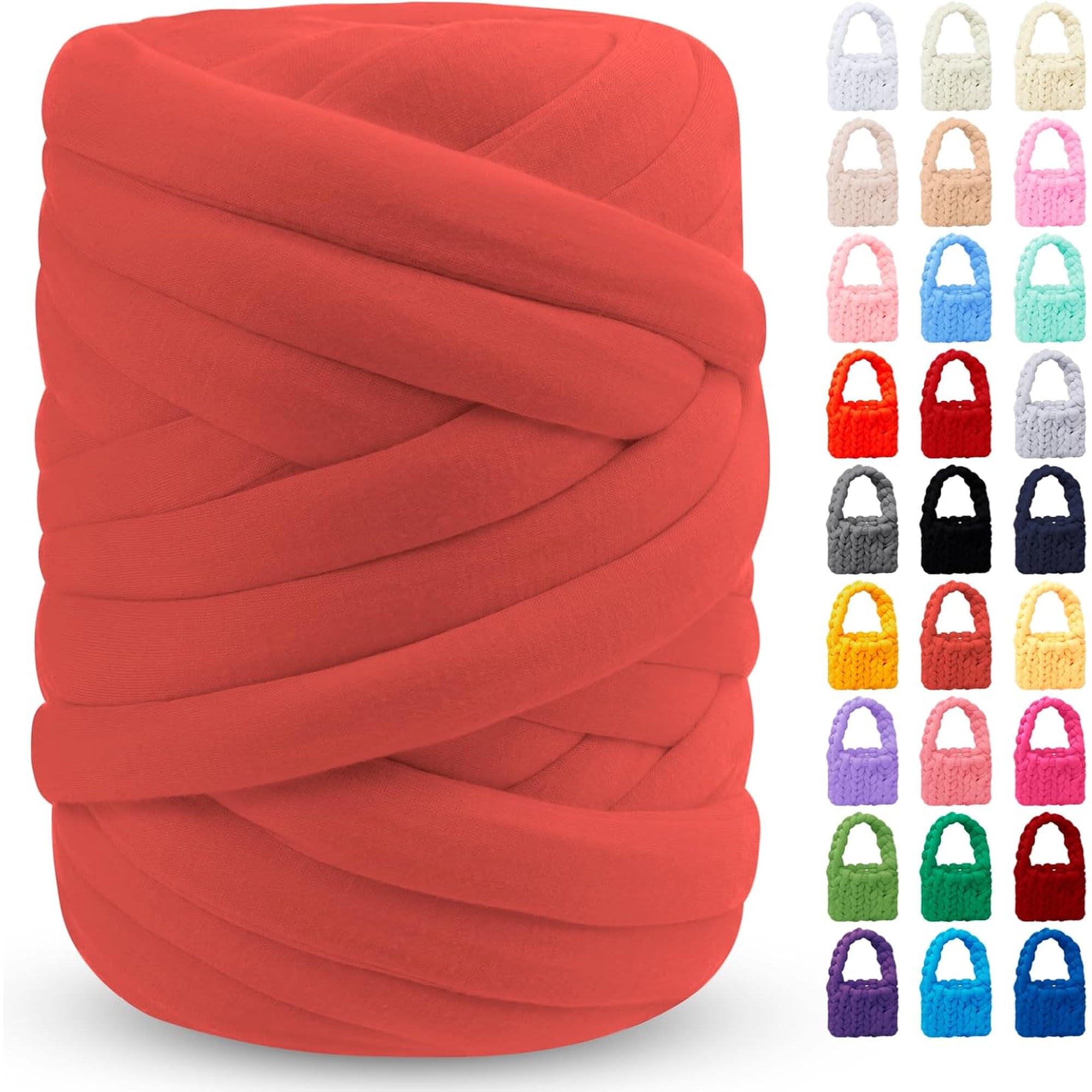 Bean Pink Chunky Yarn for Hand Knitting Soft Jumbo Arm Thick Blanket Cotton Tube Handbags Blankets Pillows Pet Bed Rugs DIY Crafts (1.1lbs/17.6oz/26yards) 1.1lbs