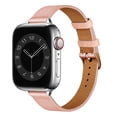 thumbnail image 3 of Slim Genuine Leather Strap for Apple Watch band series 10 46mm 41mm 38mm 40mm Wrist bracelet for iWAtch SE 7 6 5 4 3 40mm/41mm (05 starlight white,38 40 41mm(S10 42mm)), 3 of 7