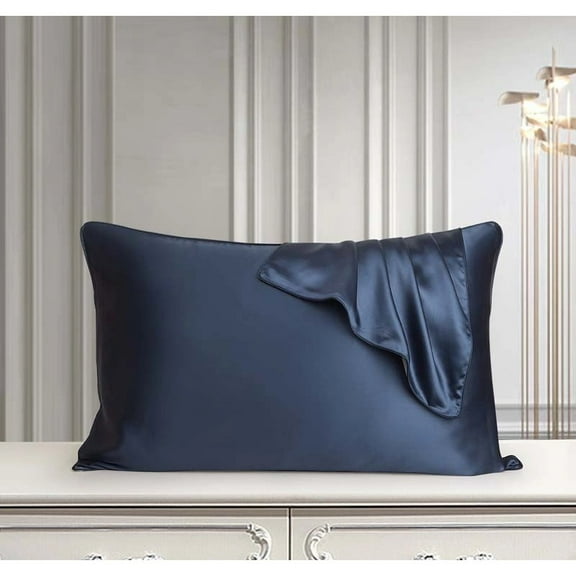 25 Momme Premium Silk Pillowcase, with Envelope Closure , Soft Smooth (48X74cm, Noble Blue 2)
