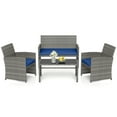 thumbnail image 1 of Gymax 4 Piece Patio Furniture Set Outdoor Wicker Conversation Set w/ Tempered Glass Coffee Table Navy, 1 of 10