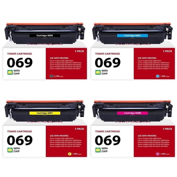 069 Toner Cartridge MF753Cdw Compatible for Canon 069 069H CRG-069 Toner Cartridge Set Canon imageCLASS MF753Cdw MF751Cdw LBP674Cdw LBP673Cdw Printer (Black Cyan Magenta Yellow, 4-Pack)