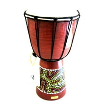 Wood Painted Djembe Drum, 12" High