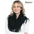 thumbnail image 3 of BASICO 2PK Warm Knit Winter Scarfs for Women Heahter Grey and Black Infinity Scarf Circle Loop Scarves, 3 of 7