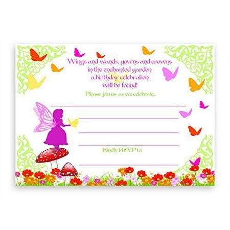 - Garden Fairy LARGE Invitations - 10 Invitations 10 Envelopes