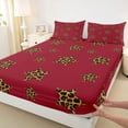 thumbnail image 3 of Feelyou Leopard Print Stars Bed Sheets, Cartoon Red King Sheets, 4 Pieces, 3 of 7