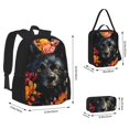 thumbnail image 2 of Balery Colorful Floral Black Dog Mochila escolar 3 en 1 para niños: mochila resistente con lonchera térmica y estuche para lápices. Mochila escolar para niños y niñas., 2 of 7